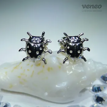 Náušnice Beruška - Náušnice s plastikou, Materiál: Bílé zlato, ryzost 585/1000