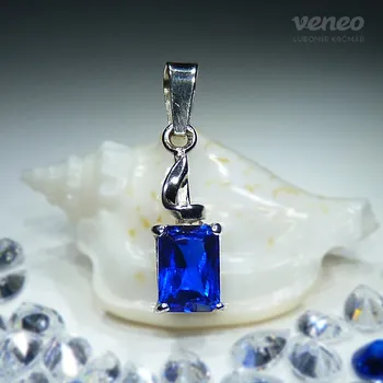 Přívěsek Hellé - přívěsek se safírem, Materiál: Bílé zlato, ryzost 585/1000