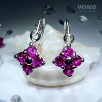 Náušnice Viola - dětské náušnice s rubíny , Materiál: Bílé zlato, ryzost 585/1000