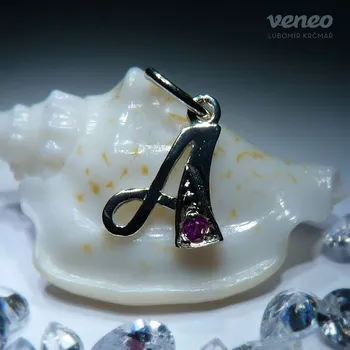 Přívěsek Písmenko psací malé s rubínem a plastikou Z260/1-A, Materiál: Bílé zlato, ryzost 585/1000