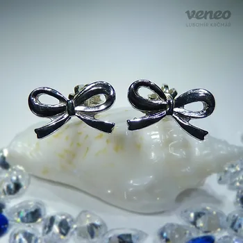 Náušnice Mašle - Náušnice s plastikou, Materiál: Bílé zlato, ryzost 585/1000