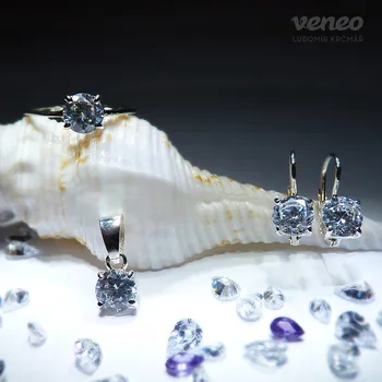 Souprava šperků Diana 6 – sada šperků s čirými zirkony, Materiál: Růžové zlato, ryzost 585/1000