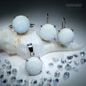 Souprava šperků Diana 12 – sada šperků s australskými opály, Materiál: Bílé zlato, ryzost 585/1000