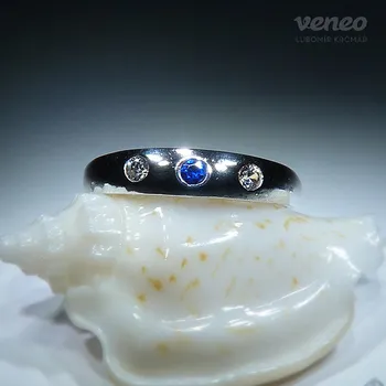 Prsten Trinida - prsten se safírem a zirkony , Materiál: Stříbro, ryzost 925/1000