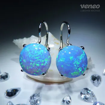 Náušnice Diana 10 – náušnice se světle modrými opály, Materiál: Bílé zlato, ryzost 585/1000