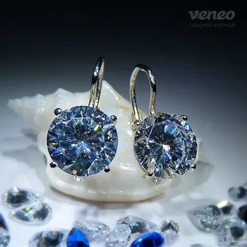 Náušnice Diana 9 - náušnice s čirými zirkony, Materiál: Bílé zlato, ryzost 585/1000