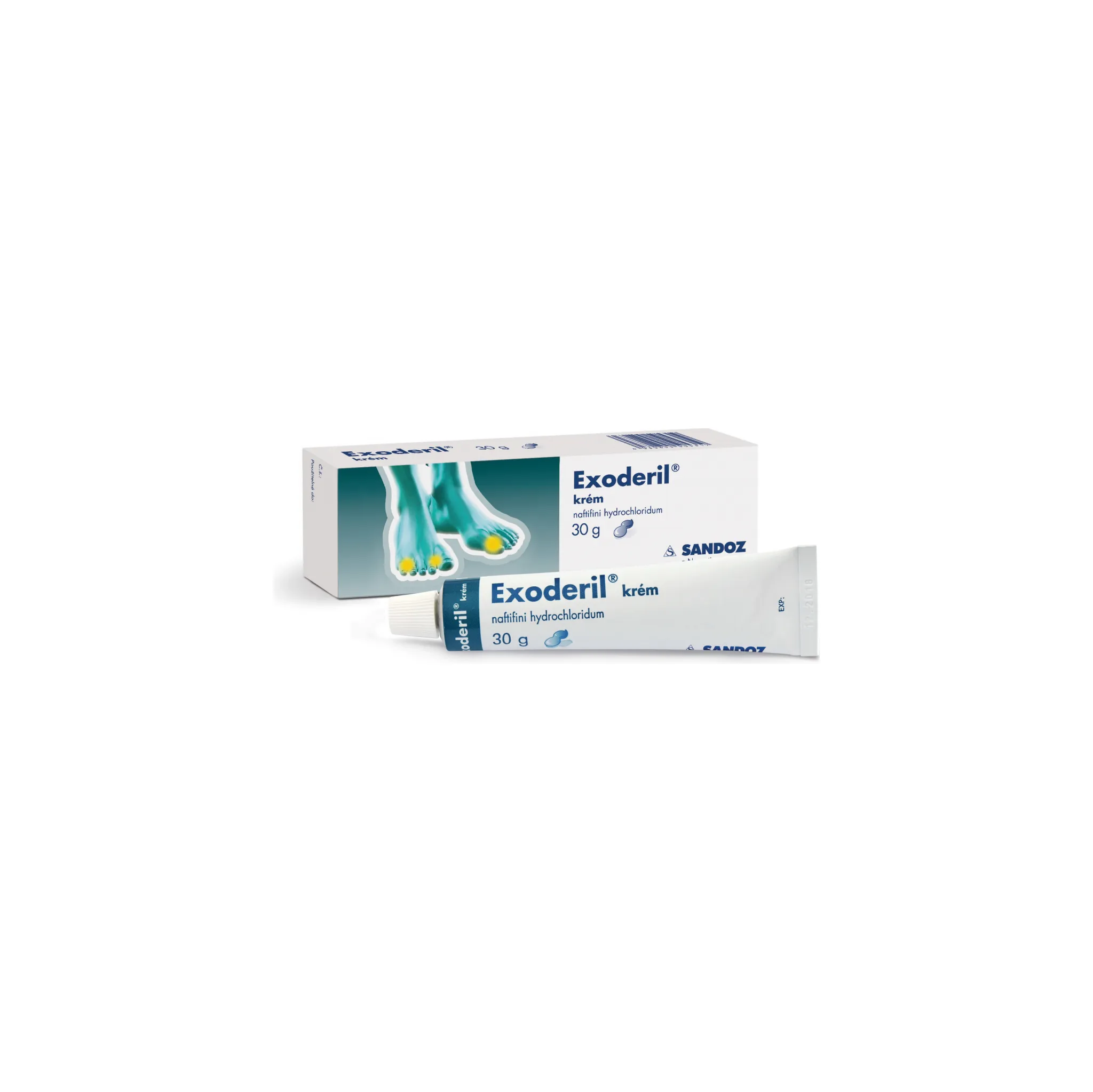 Fotografie 1 - Lék na kožní problémy, vlasy a nehty Sandoz Exoderil krém 10 mg/g 30 g