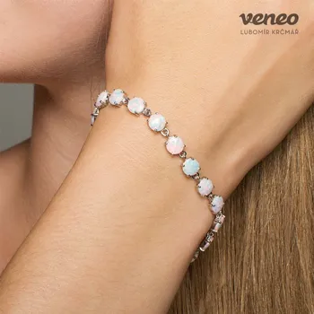 Náramek Diana 6 - náramek s australskými opály, Materiál: Bílé zlato, ryzost 585/1000