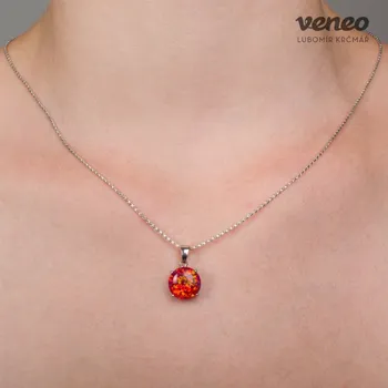 Přívěsek Diana 12 - přívěsek s rudým opálem, Materiál: Bílé zlato, ryzost 585/1000