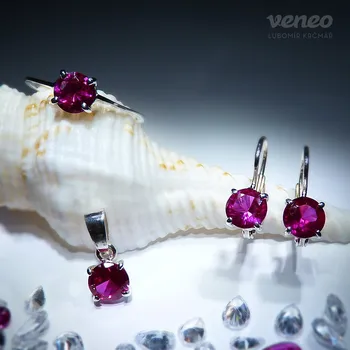 Souprava šperků Diana 6 – sada šperků s rubíny, Materiál: Bílé zlato, ryzost 585/1000