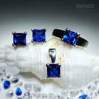 Souprava šperků Nikol - sada šperků se safíry , Materiál: Bílé zlato, ryzost 585/1000