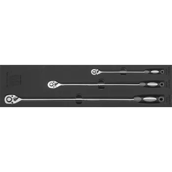 Gola sada Sada ráčen 1/2", 3/8", 1/4", extra dlouhé 300-580 mm, 72 zubů, 3 ks, Welzh (Welzh Werkzeug)