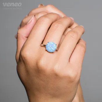 Prsten Diana 12 – prsten se světle modrým opálem, Materiál: Stříbro, ryzost 925/1000