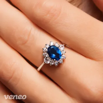 Prsten Scarlett - prsten se safírem a čirými zirkony, Materiál: Stříbro, ryzost 925/1000