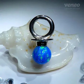 Přívěsek Dudlík - přívěsek s thajským opálem , Materiál: Bílé zlato, ryzost 585/1000