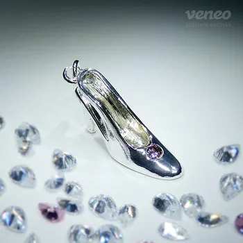 Přívěsek Přívěsek střevíc plastický s růžovým zirkonem Z281/kz2, Materiál: Stříbro, ryzost 925/1000