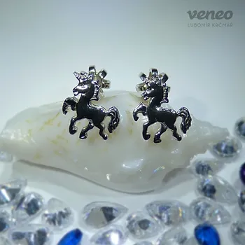 Náušnice Náušnice jednorožec N018-b, Materiál: Bílé zlato, ryzost 585/1000