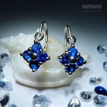 Náušnice Viola - dětské náušnice se safíry , Materiál: Bílé zlato, ryzost 585/1000