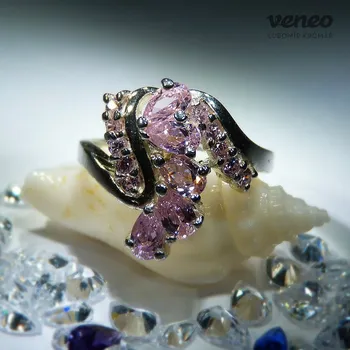 Prsten Viktorie - prsten s růžovými zirkony , Materiál: Růžové zlato, ryzost 585/1000