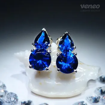 Náušnice Audrey – safírové náušnice, Materiál: Bílé zlato, ryzost 585/1000