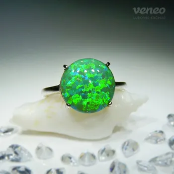 Prsten Diana 12 – prsten se zeleným opálem, Materiál: Růžové zlato, ryzost 585/1000