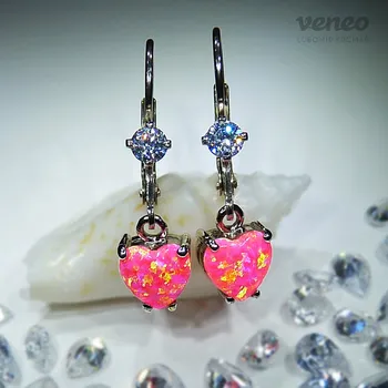 Náušnice Odeta - náušnice s venezuelskými opály a čirými zirkony, Materiál: Bílé zlato, ryzost 585/1000