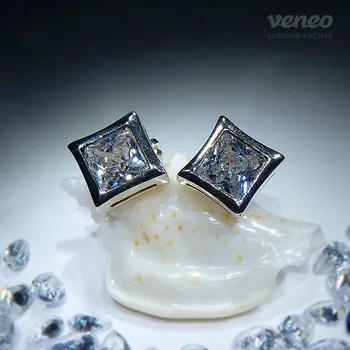 Náušnice Kleopatra - náušnice s čirými zirkony, Materiál: Bílé zlato, ryzost 585/1000