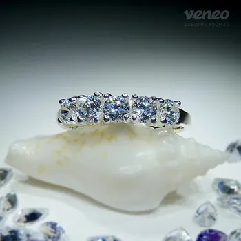 Prsten Natálie - prsten s čirými zirkony, Materiál: Růžové zlato, ryzost 585/1000