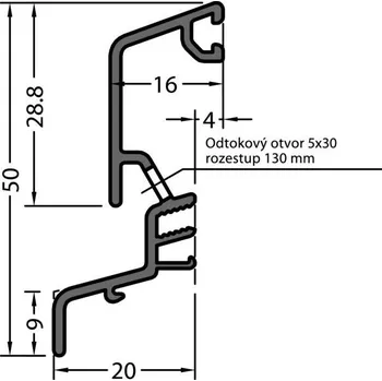 Stavební profil Okapnice SPREE-D 24 OF, přířez na míru, hliník RAL 9016,cena za 1m | Stavebniny Okapnice Profily proti větru a&nbsp;dešti - Okapnice-Nelze poslat Zásilkovnou