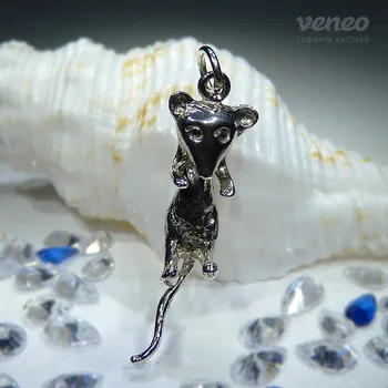 Přívěsek Myš - Přívěsek houpací , Materiál: Bílé zlato, ryzost 585/1000