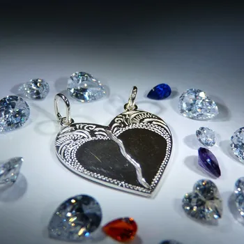 Přívěsek Přívěsek srdce velké zdobené-rozlamovací Z402/3, Materiál: Bílé zlato, ryzost 585/1000