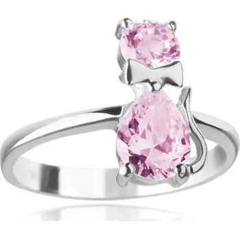 Prsten Kočka - prsten s růžovými zirkony, Materiál: Růžové zlato, ryzost 585/1000