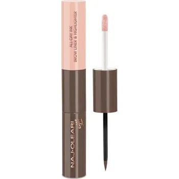 Tužka na obočí Naj-Oleari All-day Ink Brow Liner & Highlighter dlouhotrvající barva a rozjasňovač na obočí - 02 browns 2,8 ml + 3,1 ml