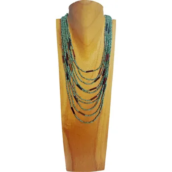 Náhrdelník Korálkový náhrdelník s ebenovými komponenty tyrkys