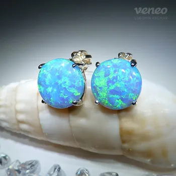 Náušnice Diana 10 - náušnice se světle modrými opály , Materiál: Bílé zlato, ryzost 585/1000