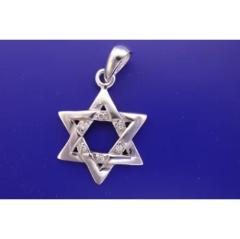 Přívěsek Davidova hvězda - přívěsek se zirkony , Materiál: Bílé zlato, ryzost 585/1000