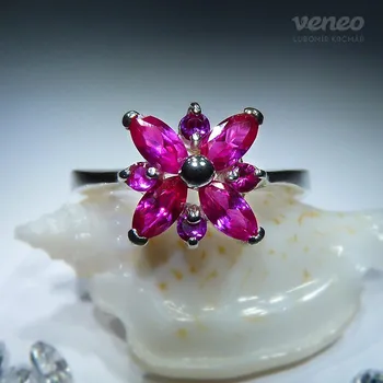 Prsten Andromeda - prsten s rubíny, Materiál: Stříbro, ryzost 925/1000