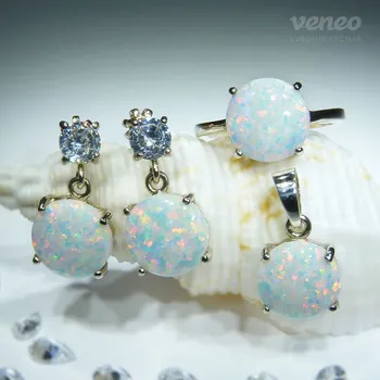 Souprava šperků Selene 10 - souprava šperků s australskými opály a čirými zirkony, Materiál: Růžové zlato, ryzost 585/1000