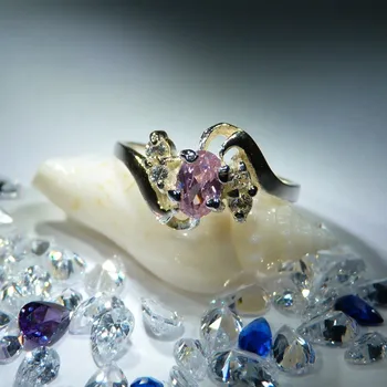 Prsten Sabrina - prsten s růžovým zirkonem a čirými zirkony , Materiál: Růžové zlato, ryzost 585/1000