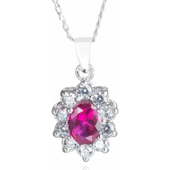 Přívěsek Isabela 10 - přívěsek s rubínem a čirými zirkony, Materiál: Bílé zlato, ryzost 585/1000