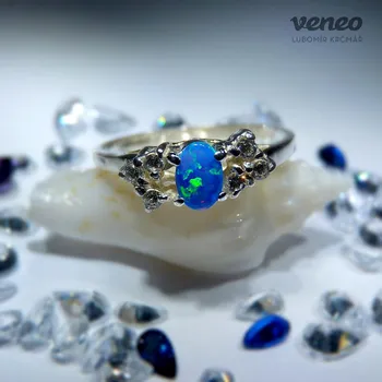 Prsten Dafné - prsten s thajským opálem a čirými zirkony, Materiál: Růžové zlato, ryzost 585/1000