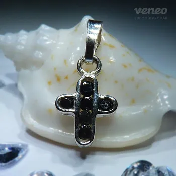 Přívěsek Křížek 3018 - přívěsek s černými zirkony, Materiál: Růžové zlato, ryzost 585/1000