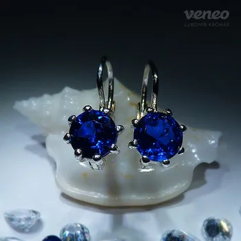 Náušnice Vanesa 6 - náušnice se safíry , Materiál: Bílé zlato, ryzost 585/1000