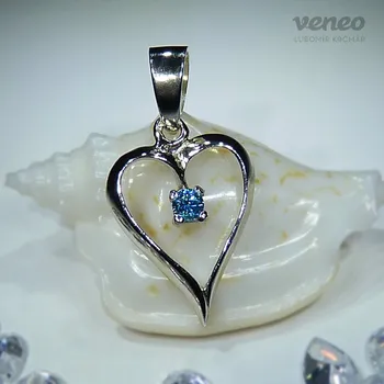 Přívěsek Srdíčko 5034 - přívěsek s topazem, Materiál: Stříbro, ryzost 925/1000