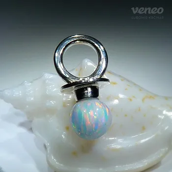 Přívěsek Dudlík - přívěsek s australským opálem , Materiál: Bílé zlato, ryzost 585/1000