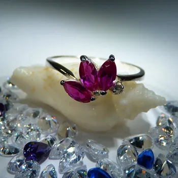 Prsten Melina - prsten s rubíny a zirkonem , Materiál: Růžové zlato, ryzost 585/1000