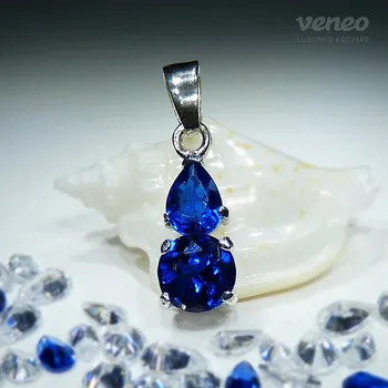 Přívěsek Audrey – přívěsek se safíry, Materiál: Bílé zlato, ryzost 585/1000