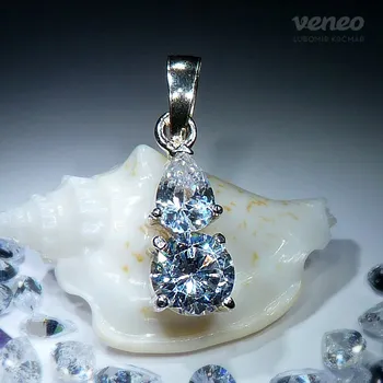 Přívěsek Audrey – přívěsek s čirými zirkony, Materiál: Bílé zlato, ryzost 585/1000
