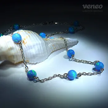 Náhrdelník Persefona - náhrdelník se světle modrými opály , Materiál: Stříbro, ryzost 925/1000