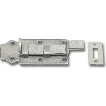 pant Zástrč vyhnutá s protiplechem, deska 100 x 45 mm | Železářství Petlice, dveřní zástrče Zástrče